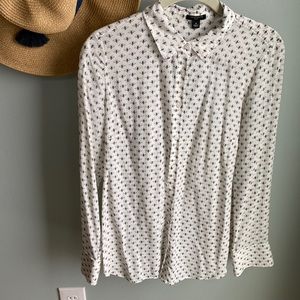 Ann Taylor Silk Honey Bee Blouse Size 8